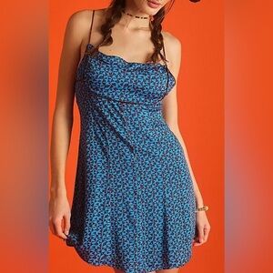 Free People Geometric Blue and Black Mini Dress